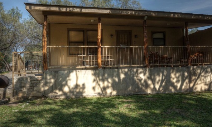 Sabinal Cabin | Cozy Riverfront Cabin with Shared Pool Access for Families