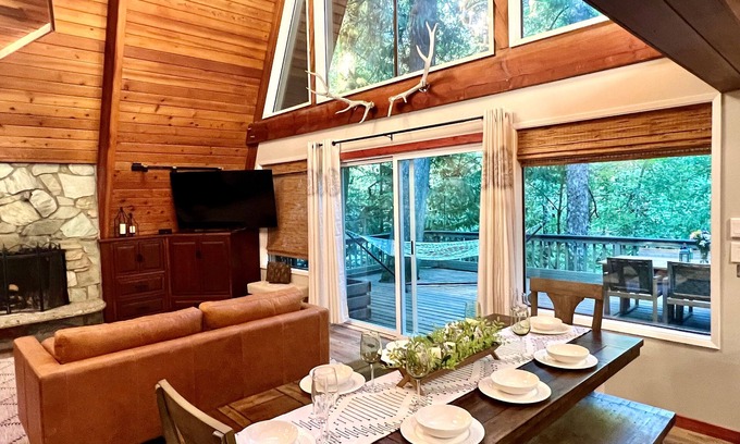 Rhododendron Cabin | Idyllic Riverfront A-frame near Mt. Hood with Hot Tub