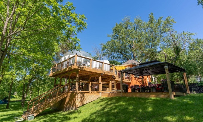 Sutton Cottage | Riverfront Cottage with 2 Geodesic Domes