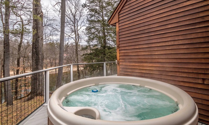 Center Conway House | Riverside Retreat with Hot Tub & Top-Rated Amenities
