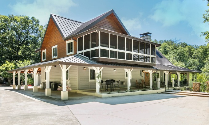 Rutherfordton Cabin | Elegant Riverside Retreat with Private Heated Pool & Spa