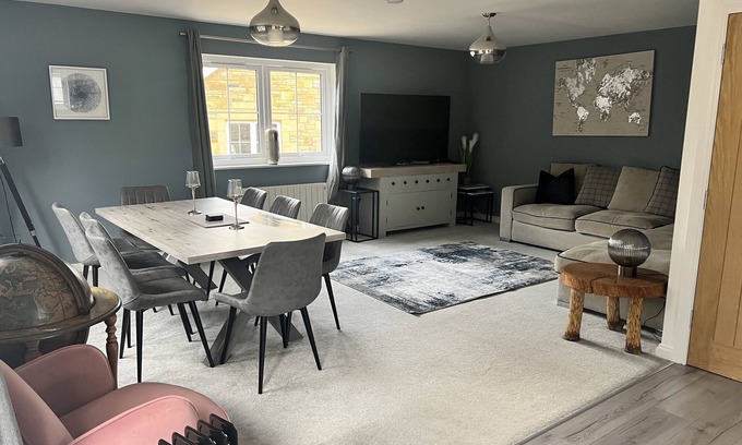 Wooler House | Riverside View Wooler: Modern House with Hot Tub & Spa