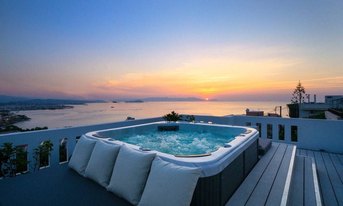 Chania Apartment | Experience Rooftop Jacuzzi Apartment with Pool & Spa Access