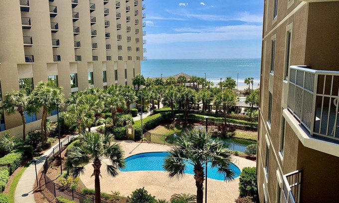 Arcadian Shores Condo | Oceanview Oasis at Royale Palms 303 with Pool & Spa