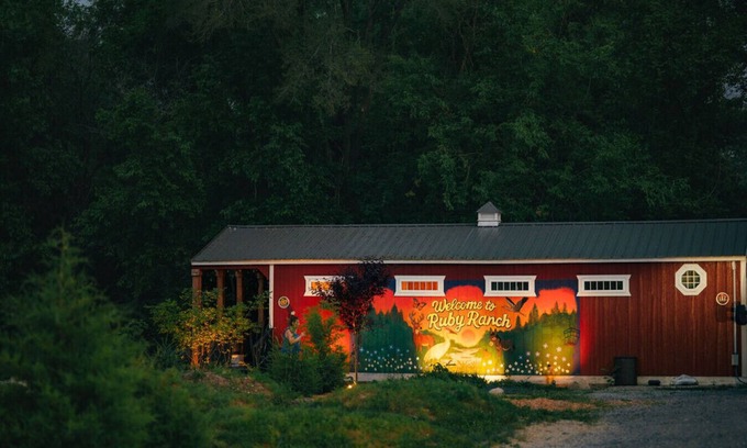 West Newton Cabin | Relaxing Ruby’s Red Cabin with Hot Tub & Nature Retreat