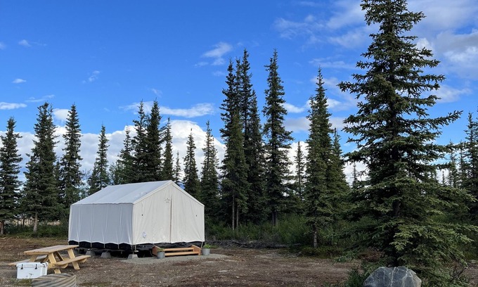 Glacier View RV Rental | Cozy Alaskan Wall Tent Experience at Stump Creek B&B