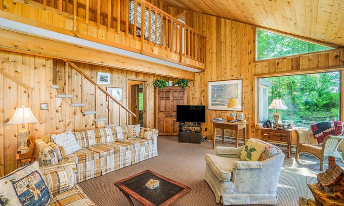 Lake Township House | Rustic Retreat with Lake Views, Wraparound Deck & Pool