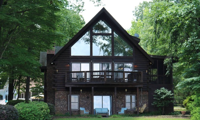 Timber Creek Cabin | Scenic Log Cabin with Pool and Lake Gaston Views