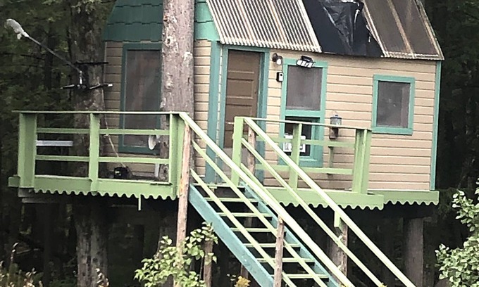 Mesick Cabin | Enchanting Treehouse Retreat by Private Lake and Ocean Views