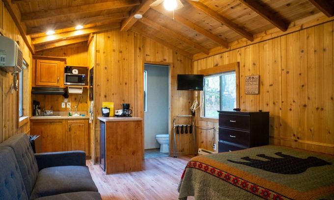 Garberville Cabin | Cozy Rustic Getaway with Pool and Pet-Friendly Amenities