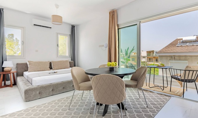 Limassol Apartment | Sanders Cruise - Elegant Studio with Balcony & Kitchen Amenities