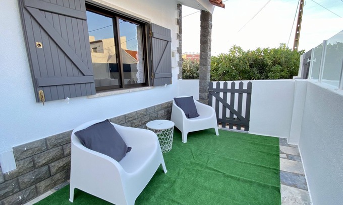 Praia de Santa Cruz House | Beachfront Santa Cruz Retreat with BBQ & Ocean Views