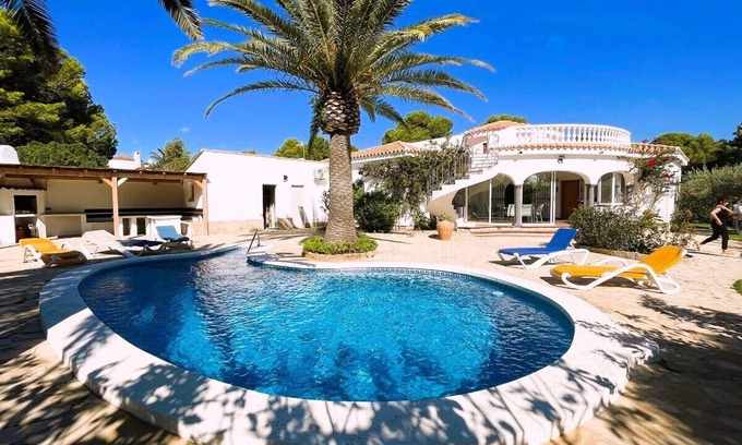 Les Tres Cales Villa | Saona Villas: Private Pool Retreat for 6 with Ocean Views