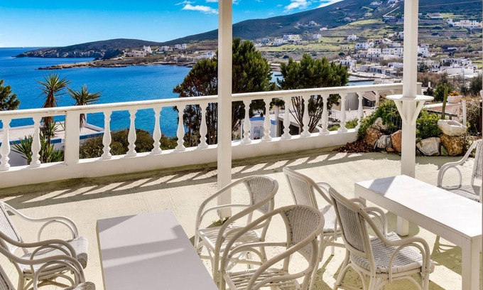 Azolimnos House | Scenic Holiday Home in Syros with Ocean View Balcony