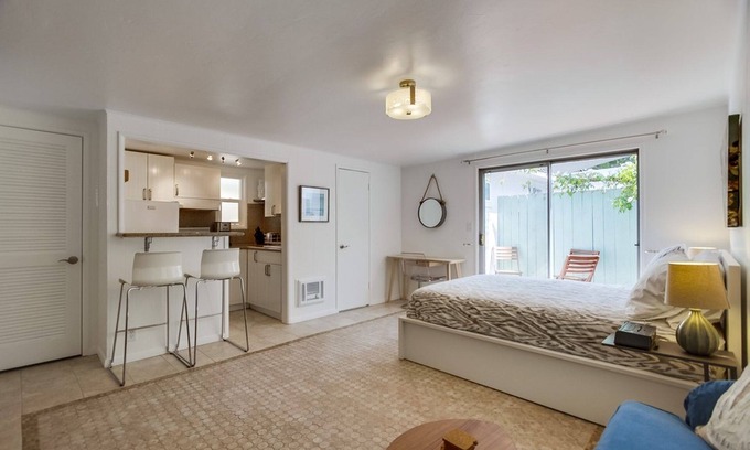 Beach Barber Tract Apartment | Sea Glass Hideaway: Designer Studio with Ocean View & Patio