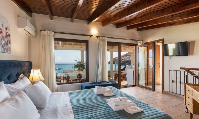 Panormos House | Seafront House: Premier Location with Ocean View & Hot Tub