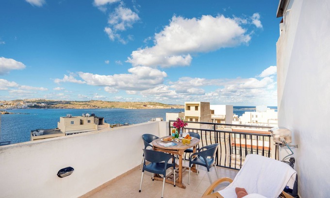 Bugibba Apartment | Seashells 2 Bedroom Apartment with Oceanfront Terrace