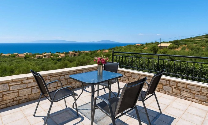 Lefktron Villa | Oceanfront Oasis - Stylish Seaview Home with Breakfast