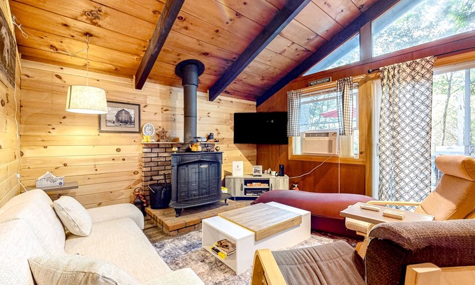 Center Conway House | Rustic Dog-Friendly Retreat with Firepit & Spa Amenities