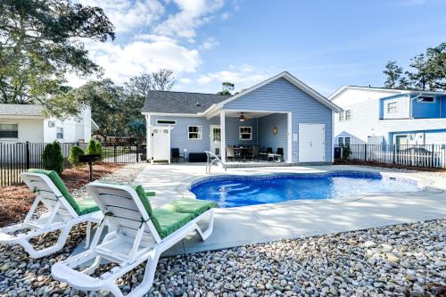 Yaupon Beach House | Tranquil Oak Island Retreat with Private Saltwater Pool