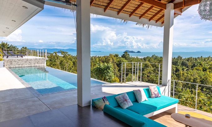 Hin Hong House | Serene Shades of Blue - Chic Sea View Villa & Pool