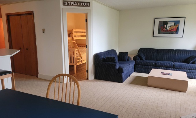 Stratton Mountain Condo | Convenient Ski On Ski Off Condo with Family-Friendly Amenities