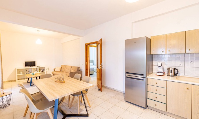 Nea Skioni Apartment | Family-Friendly Beachfront Skioni Apartment with Kitchen Access