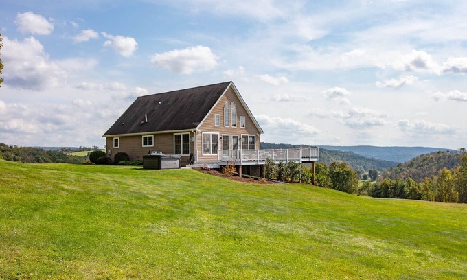 Wellsboro House | Sky High Chalet: Scenic Retreat with Hot Tub & Ocean View