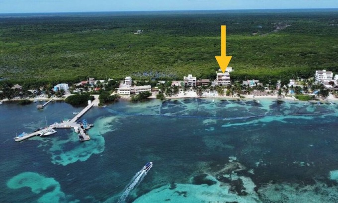 Mahahual Apartment | Sky Suite: Oceanfront Retreat with Terrace & Beach Club
