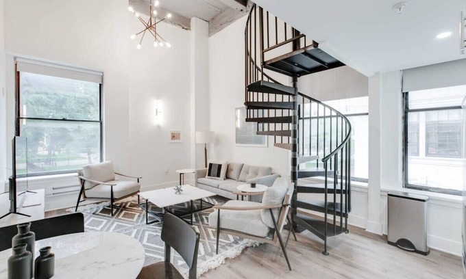 Center City East Apartment | Pet-Friendly Sosuite: 1BR Corner Loft with Park View