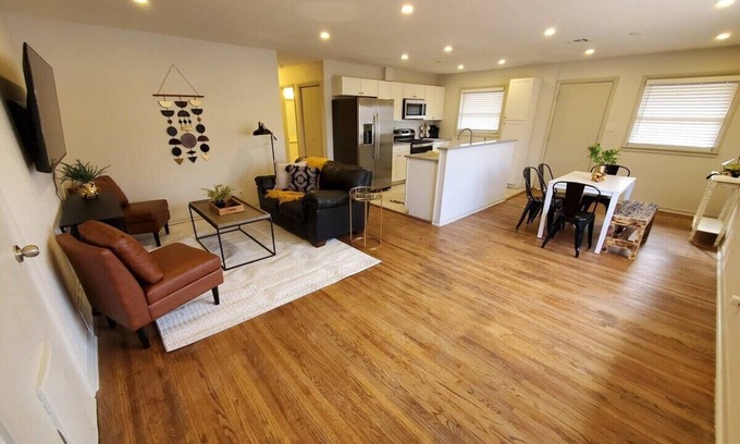 Wichita House | Chic South Side Retreat: Family-Friendly with Full Kitchen