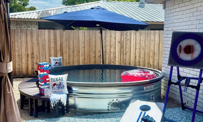 Grand Prairie House | Speakeasy-game room, Gatsby-themed, heated stock tank pool