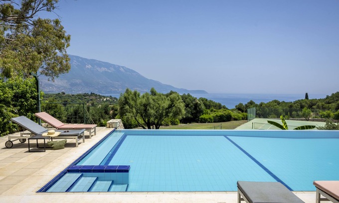 Leivathos Villa | Inviting Villa with Ocean Views, Pool & Tennis Court