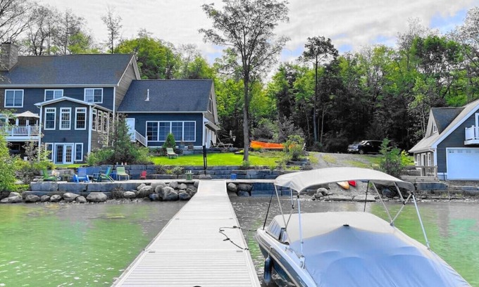 Trent Lakes Cottage | Elegant Lake Home with Ocean View & Hot Tub Amenities