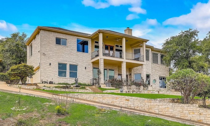 Travis Landing House | Sprawling private home with a large yard, water views, in-home gym, W/D, & AC
