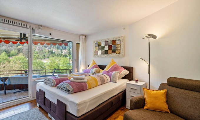Bad Liebenzell Apartment | Unforgettable Studio Apartment with Mountain View & Balcony