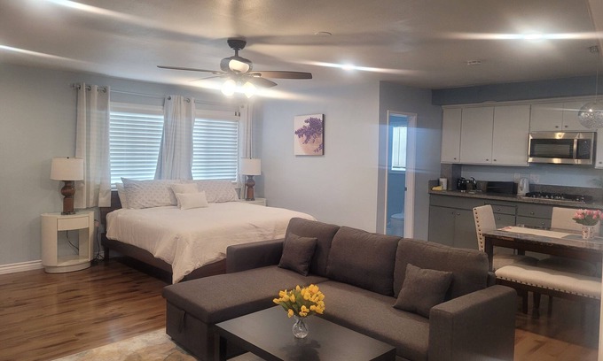 Stanton Apartment | Guest Rated 10/10: Studio Comfort with Spa & Hot Tub