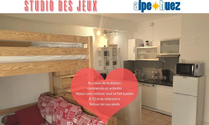 Jeux Apartment | Cozy Studio des Jeux in Alpe d'Huez with Free Wifi