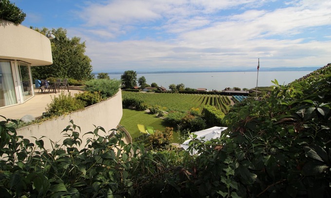 Bevaix Apartment | Studio with Breathtaking Lake Neuchâtel Views & Top Amenities