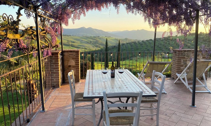 Pomarance Apartment | Panoramic Terrace Studio with Pool & Top Guest Ratings