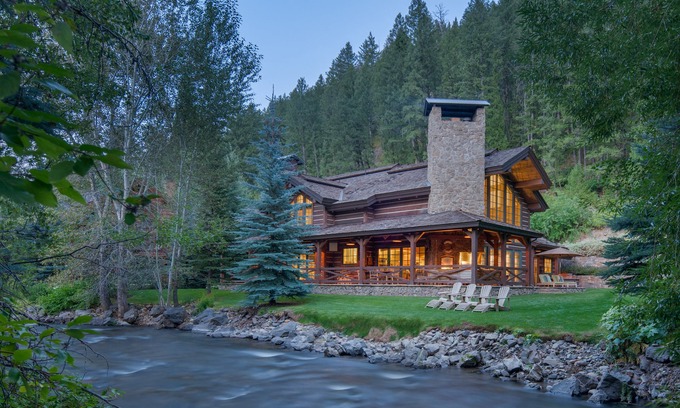Warm Springs House | Riverside Lodge Retreat at Sun Valley's Bald Mountain