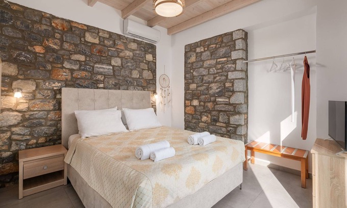 Prassonissi Villa | Experience Villa Stone: Sea Views & Private Balcony Awaits