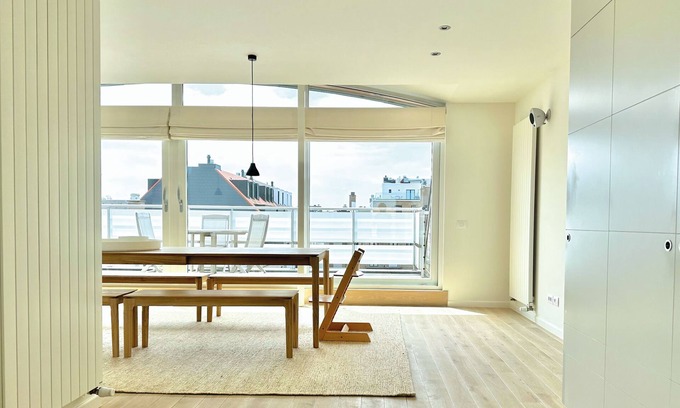 Knokke Apartment | Sunny Design Duplex with Ocean View, Pet Friendly Stay
