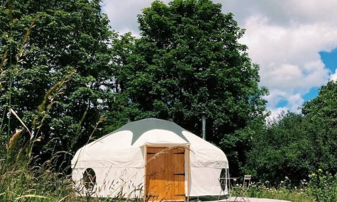 Lanteglos Cabin | Unique Yurt 'Gribben' with Wood-Fired Hot Tub Experience