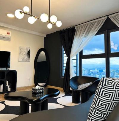 Taman Midah Apartment | Trendy B&W Designer Loft in Cheras, KL - Top Rated Stay!