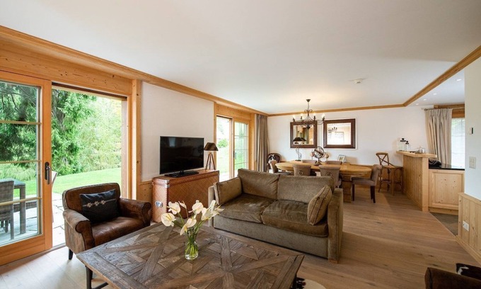 Villars-sur-Ollon Condo | Inviting Suite with Private Terrace and Spa Amenities