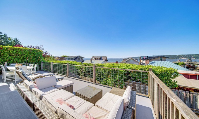 Langley Cabin | Beachfront Sandy Point Haven with Ocean Views and Spa