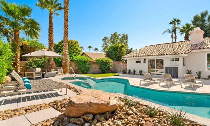 Desert Club Estates House | Experience 'Sunbloom': Pool, Spa & Steps to Old Town