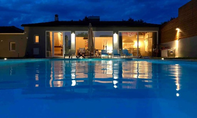 Korithion House | Idyllic Sunlit Pool House with Ocean View and Hot Tub