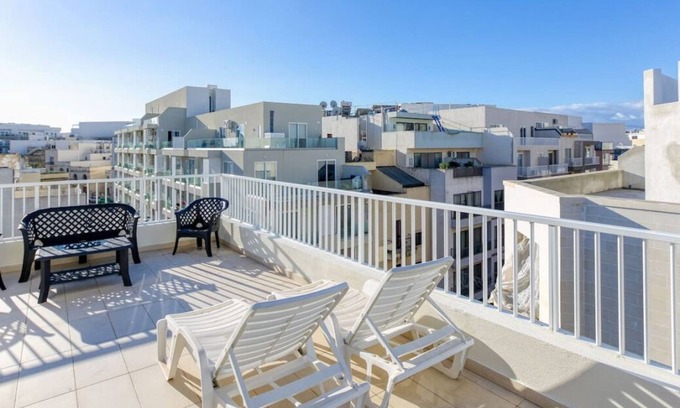 San Gwann Apartment | Bright 2BR Penthouse with Rooftop Terrace & Family Amenities